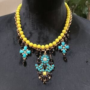 Womens Berrys Bold Colored Cabochon Statement Bib Necklace with Lobster Clasp